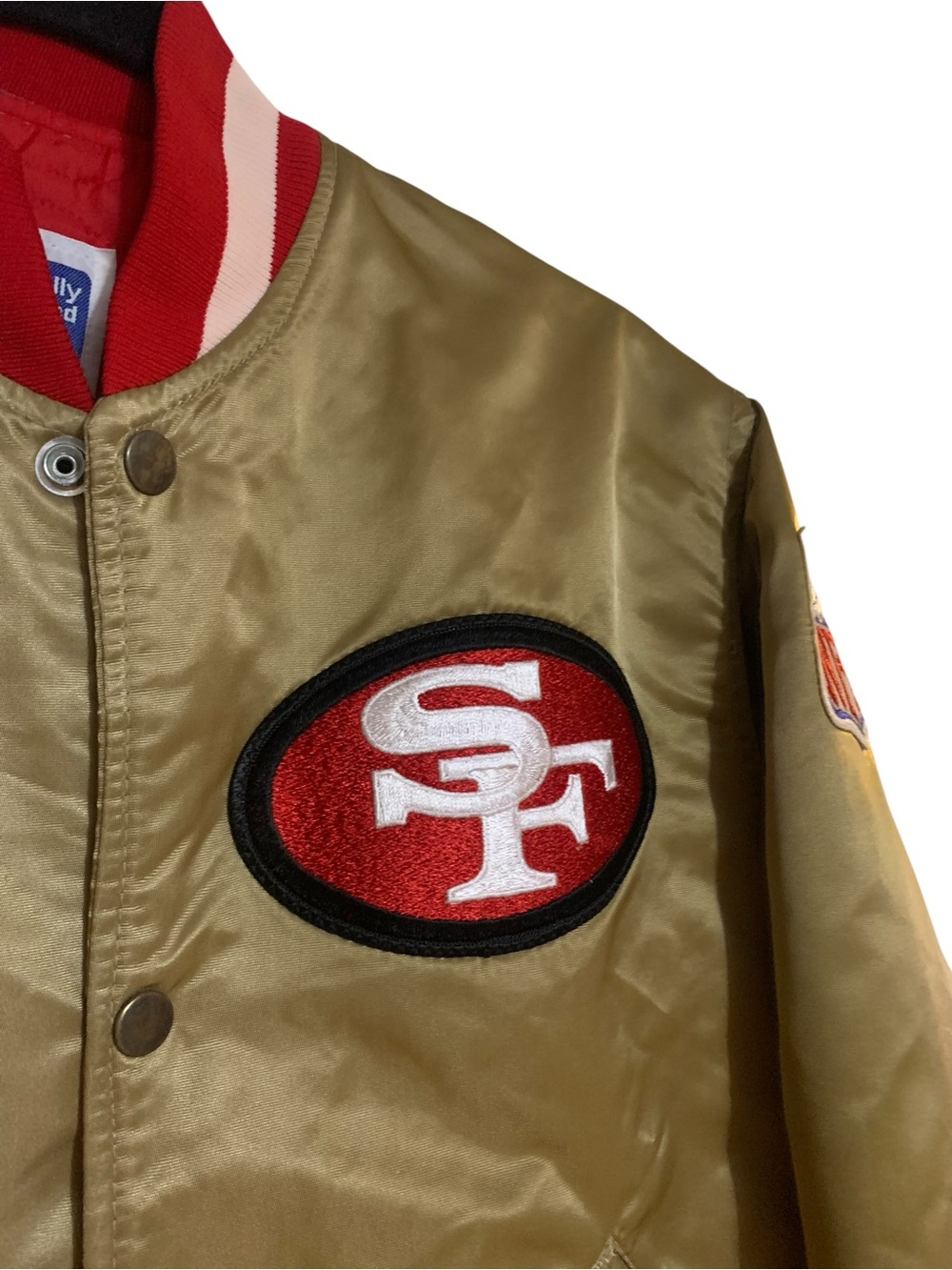 Vintage 90’s San Francisco 49ers Gold  Starter Jacket Satin Shiny NFL Size Small - Picture 3 of 11